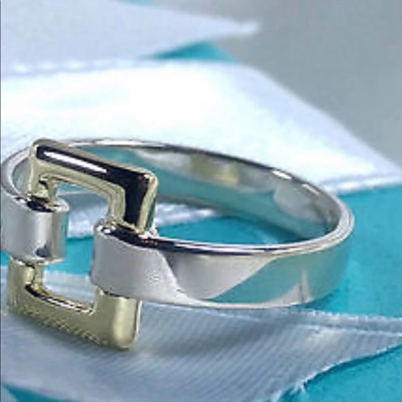 Tiffany & Co 18K & Sterling Silver Rectangle Ring - Picture 3 of 5